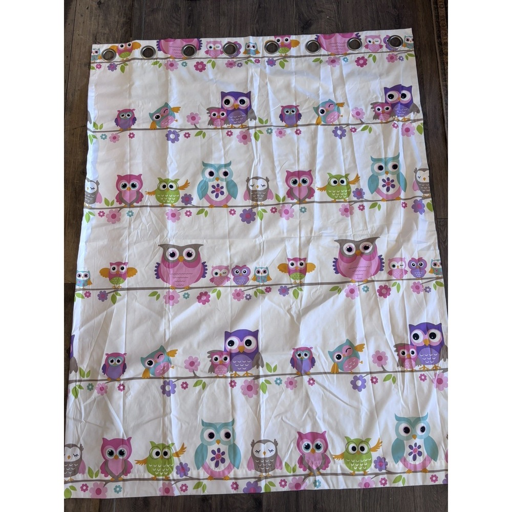 Mi Zone Kids Girls Set Pink Purple Wise Wendy Owl 2 Window Panels 50" x 64"